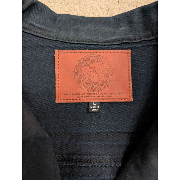 Iro-Ochi Jacket Mens Large Indigo Denim Moto Studded Chaos Handcrafted - Picture 15 of 15